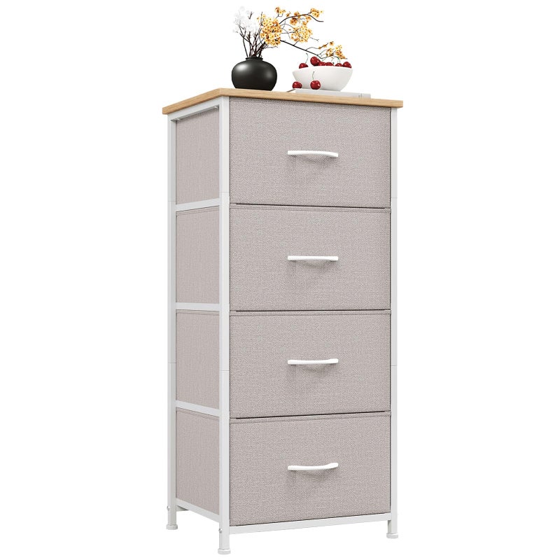 Somdot Dresser for Bedroom with 4 Drawers, Storage Organizer Chest of Drawers with Removable Fabric Bins for Closet Bedside Living Room Laundry Entryway Hallway, Ash Grey - Image 1