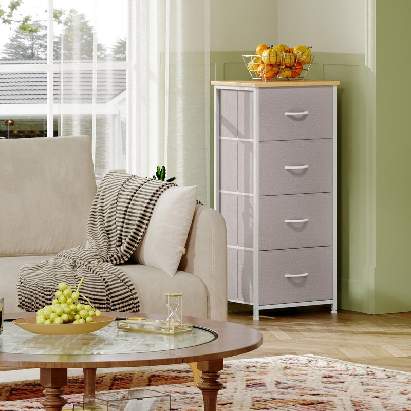Somdot Dresser for Bedroom with 4 Drawers, Storage Organizer Chest of Drawers with Removable Fabric Bins for Closet Bedside Living Room Laundry Entryway Hallway, Ash Grey - Image 4