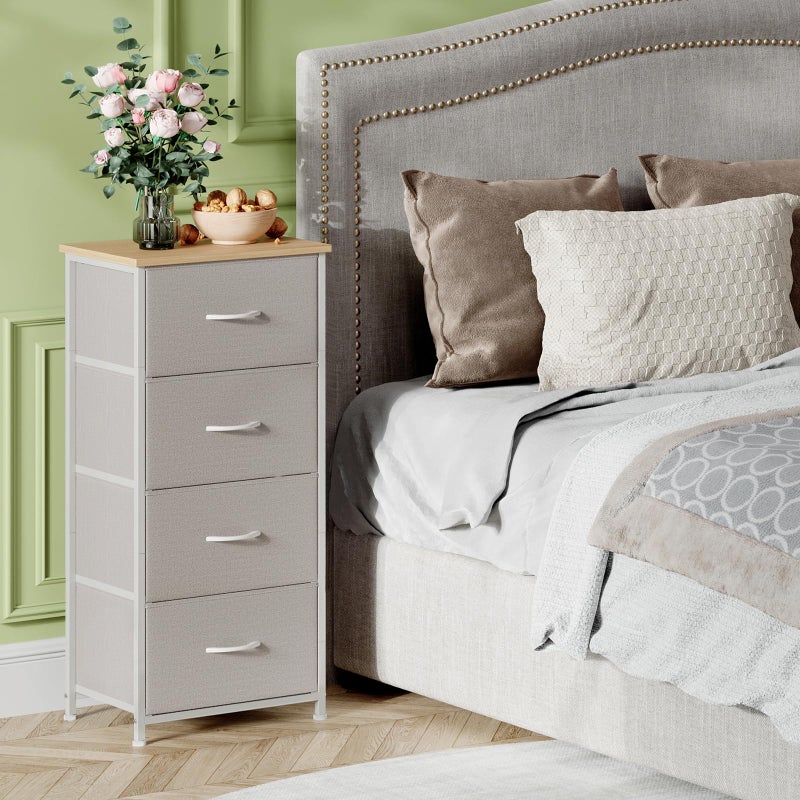 Somdot Dresser for Bedroom with 4 Drawers, Storage Organizer Chest of Drawers with Removable Fabric Bins for Closet Bedside Living Room Laundry Entryway Hallway, Ash Grey - Image 2