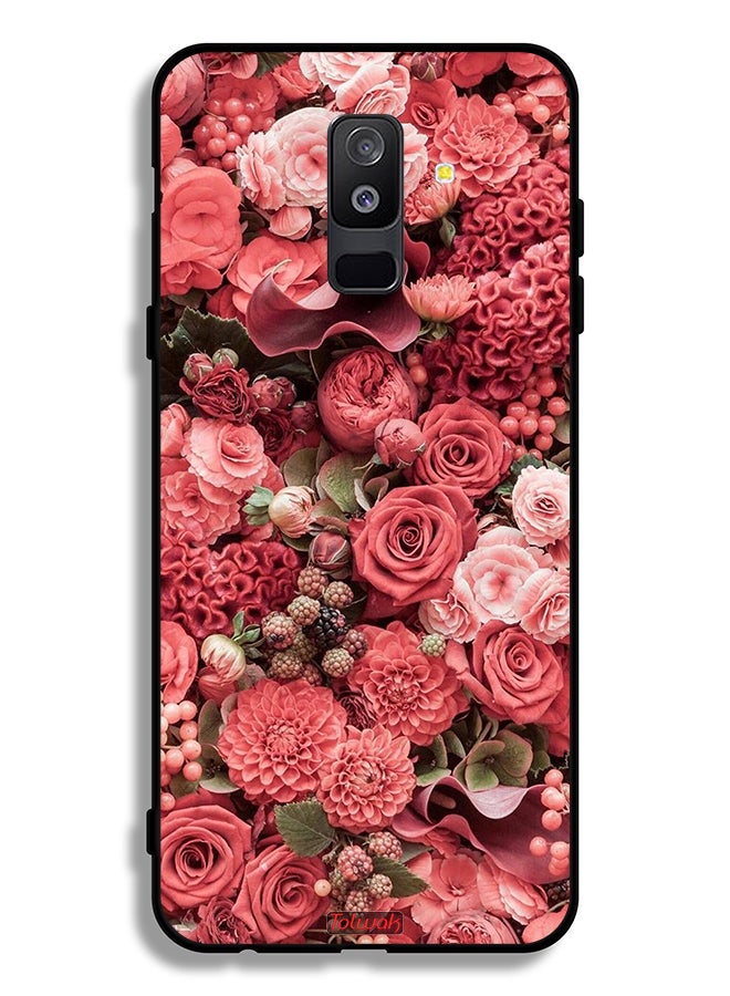 Tolwak Samsung Galaxy A6 Plus (2018) Protective Case Cover Peach Roses - Image 1