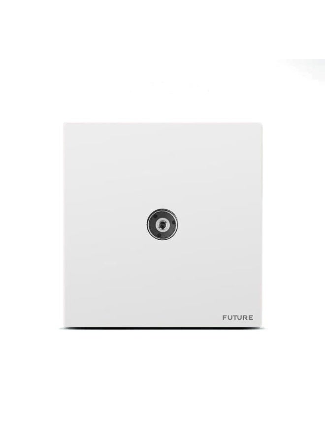 FUTURE RF TV Socket – Female Coaxial Aerial Wall Outlet for TV Signal – White Faceplate, Single Gang Coax Socket – Easy Installation, Modern Design – Ideal for Home & Office Use