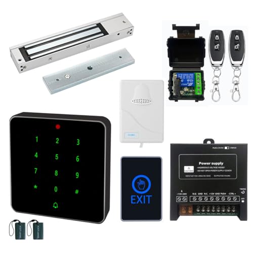 YUHANUS نظام التحكم في الوصول إلى الأبواب مقاوم للماء NFC RFID لوحة مفاتيح 600 رطل قفل مغناطيسي كهربائي مع زر خروج باللمس جرس باب وتحكم عن بعد - Image 1