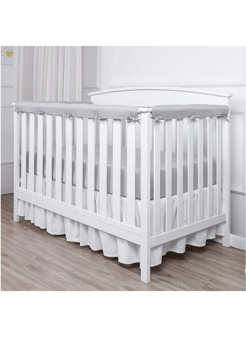 Gonice - Gonice 3Pcs Crib Rail Cover Baby Crib Rail Protector Set  Crib Teething Rail Protectors Safe Teething Guard (Bubble Velvet, Grey) - Image 1