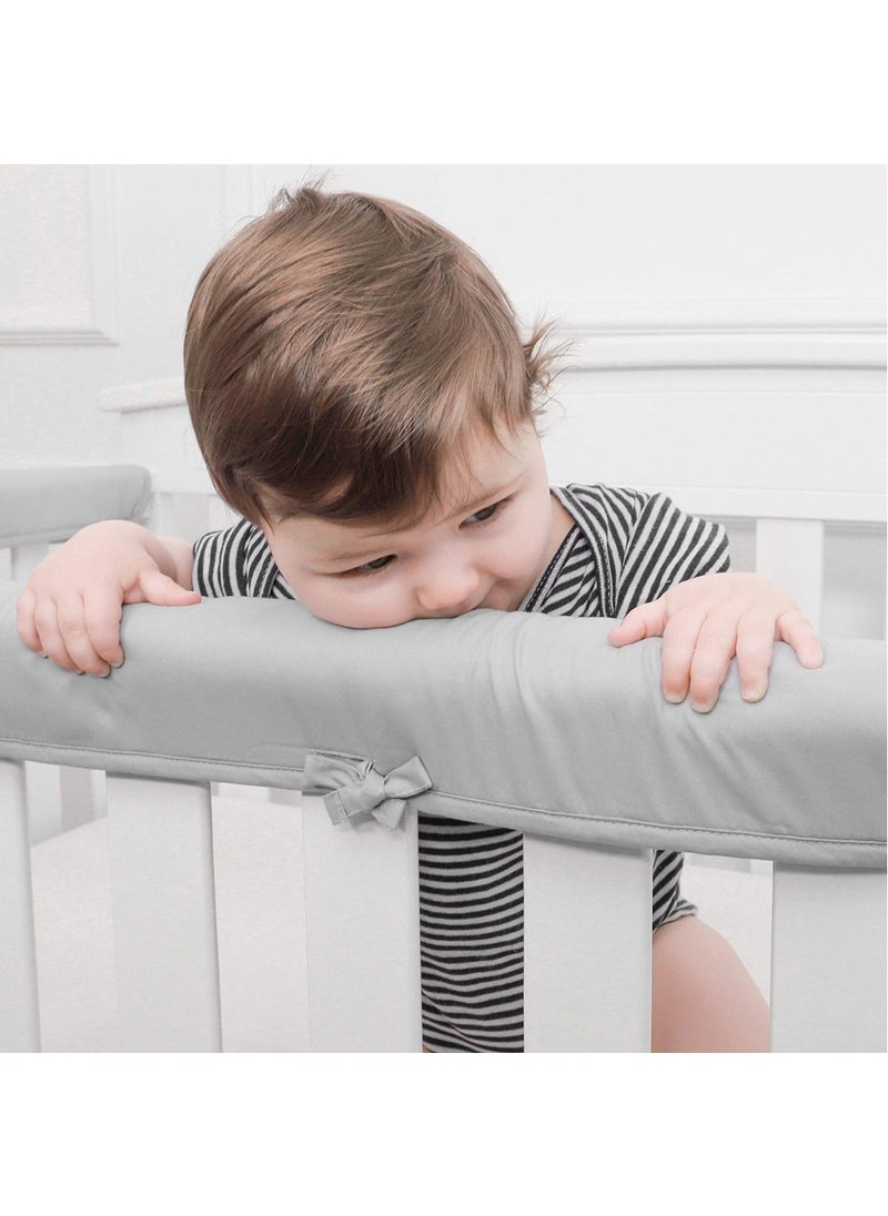 Gonice - Gonice 3Pcs Crib Rail Cover Baby Crib Rail Protector Set  Crib Teething Rail Protectors Safe Teething Guard (Bubble Velvet, Grey) - Image 1