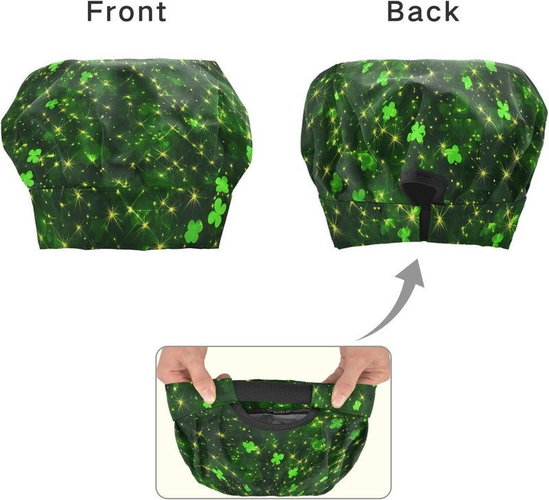 Kids Chef Hat Apron Set Adjustable St. Patrick's Day Gleaming Luck Kids Apron Chef Hat Set for Kids Toddlers 3-12 Years Old - Image 2