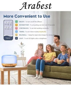 Arabest Essential Oil Diffusers, 500ml Diffusers for Essential Oils Large Room,Home, Aromatherapy Oil Diffuser with Cool Mist  - Image 2