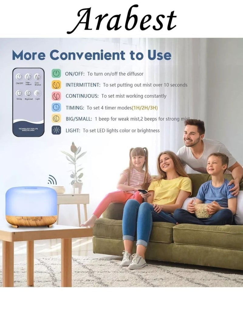 Arabest - Essential Oil Diffusers, 500ml Diffusers for Essential Oils Large Room,Home, Aromatherapy Oil Diffuser with Cool Mist - Image 1
