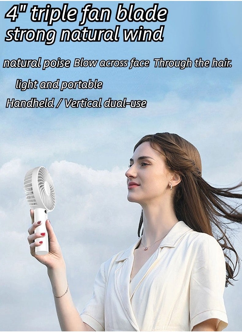Generic - Handheld Fan,Speed(1-3) Adjustable Mini Fan,1200mAh Battery Rechargeable Personal Fan,Digital Display,For Women Men Travel/Camping/Outdoor-Pink - Image 1