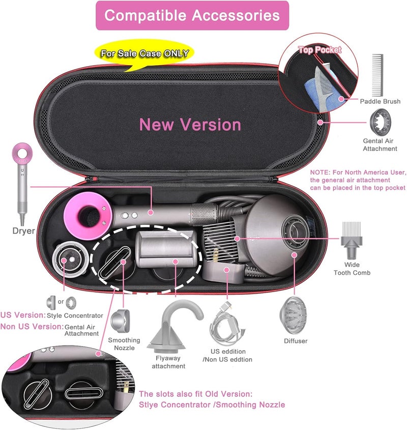 آر كيه باي كيس حقيبة لمجفف الشعر Dyson Supersonic/مجفف الشعر والموديل HD15/HD08 (وردي) - Image 3