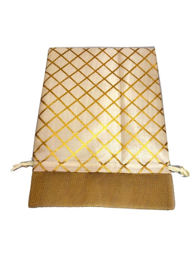 3A FEATURETAIL 18CM X 25CM Large Polka Dot Drawstring Bags Pouches Potli for Gift Wedding Jewelry Packaging Bridal Party Favors for Women (25pc Set, Cream Color Golden Berfi Print) - Image 4