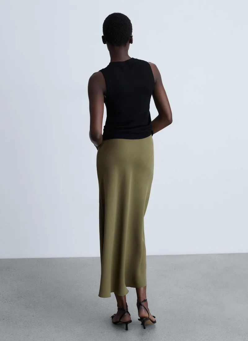 MANGO Midi Satin Skirt