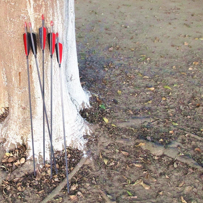 MS JUMPPER Archery Carbon Arrows 400 Spine with 4” Real Feather Fletching 100 Grain Points for Compound Recurve Longbow (12 Pack) - Image 3