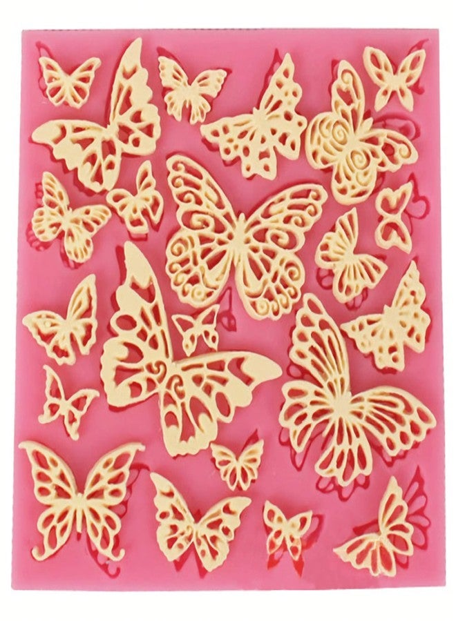 HengKe 2 Pcs Assorted Hollow Butterfly Shape Molds, Fondant Cake Texture Mat, Food Grade Cake Molds,Gum Paste, Fondant, Candy, Icing, Biscuit Decor, Chocolate Bake Ware Baking Tools - Image 2