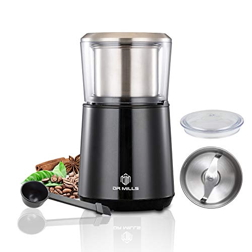 DR MILLS DM-7451 Electric Coffee Grinder, Coffee Bean Grinder Electric Dried Spice, Nut, Herb Grinder, Detachable Cup, Dishwashable, SUS304 Stainless Steel - Image 1
