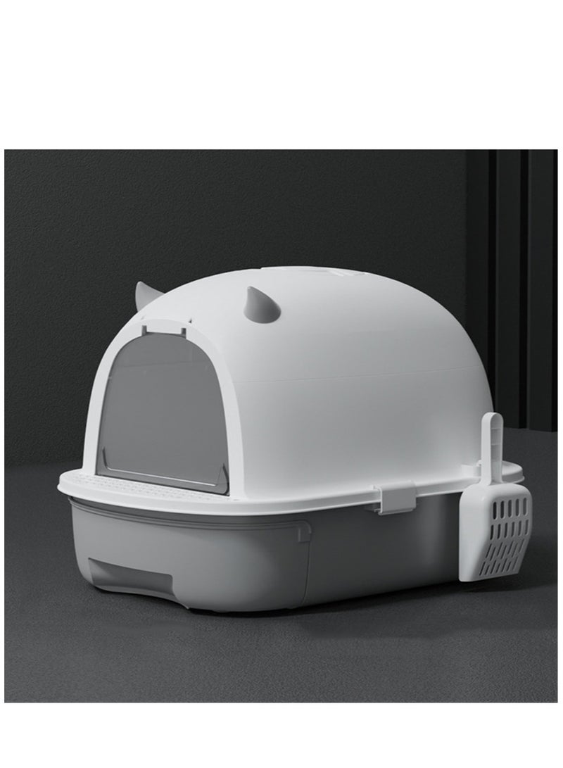 Arabest Foldable Cat Litter Box with Sifting Lid Covered Kitten Litter Box with Kitty Litter Scoop and 2 in 1 Brush, Easy to Clean Litter Pan, Enclosed Cats Litter Tray  - Image 1