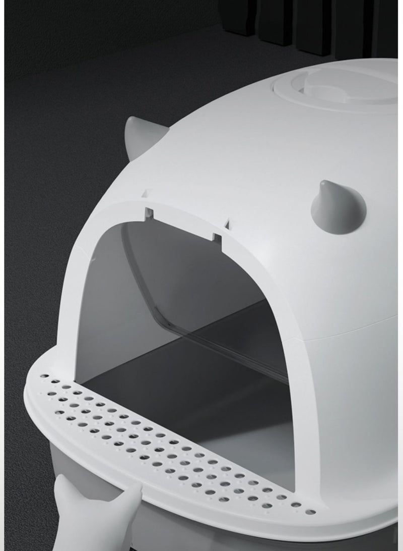 Arabest Foldable Cat Litter Box with Sifting Lid Covered Kitten Litter Box with Kitty Litter Scoop and 2 in 1 Brush, Easy to Clean Litter Pan, Enclosed Cats Litter Tray  - Image 2