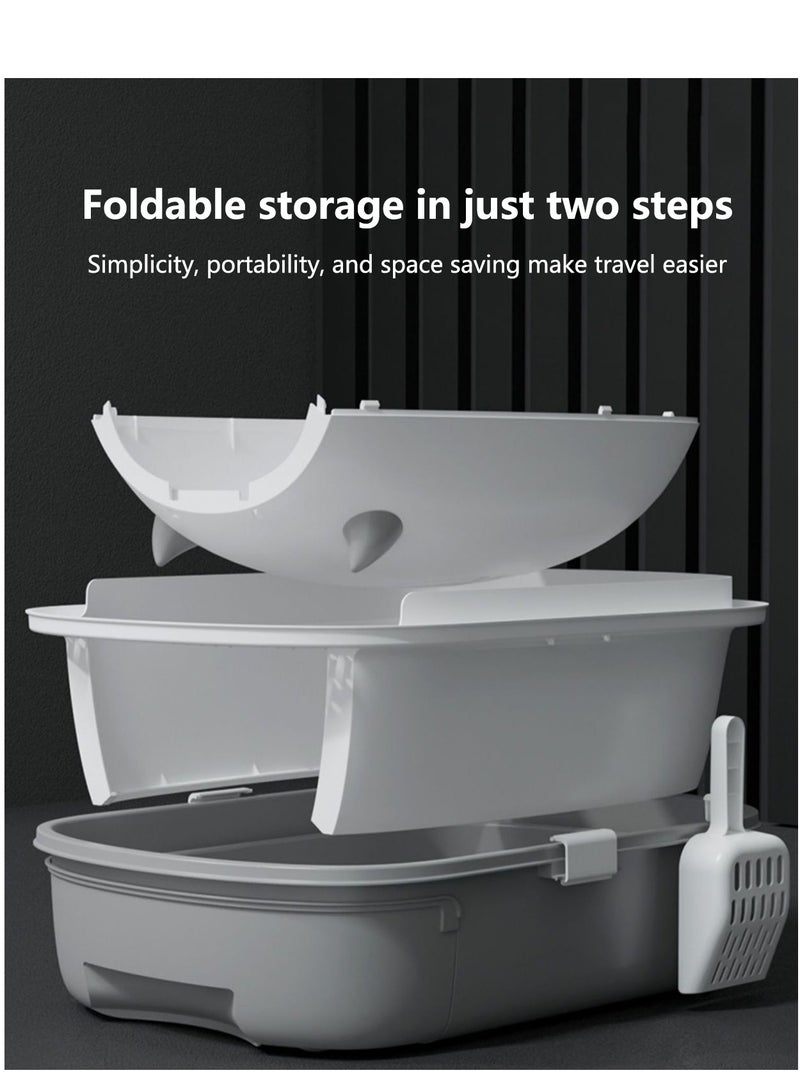 Arabest Foldable Cat Litter Box with Sifting Lid Covered Kitten Litter Box with Kitty Litter Scoop and 2 in 1 Brush, Easy to Clean Litter Pan, Enclosed Cats Litter Tray  - Image 5