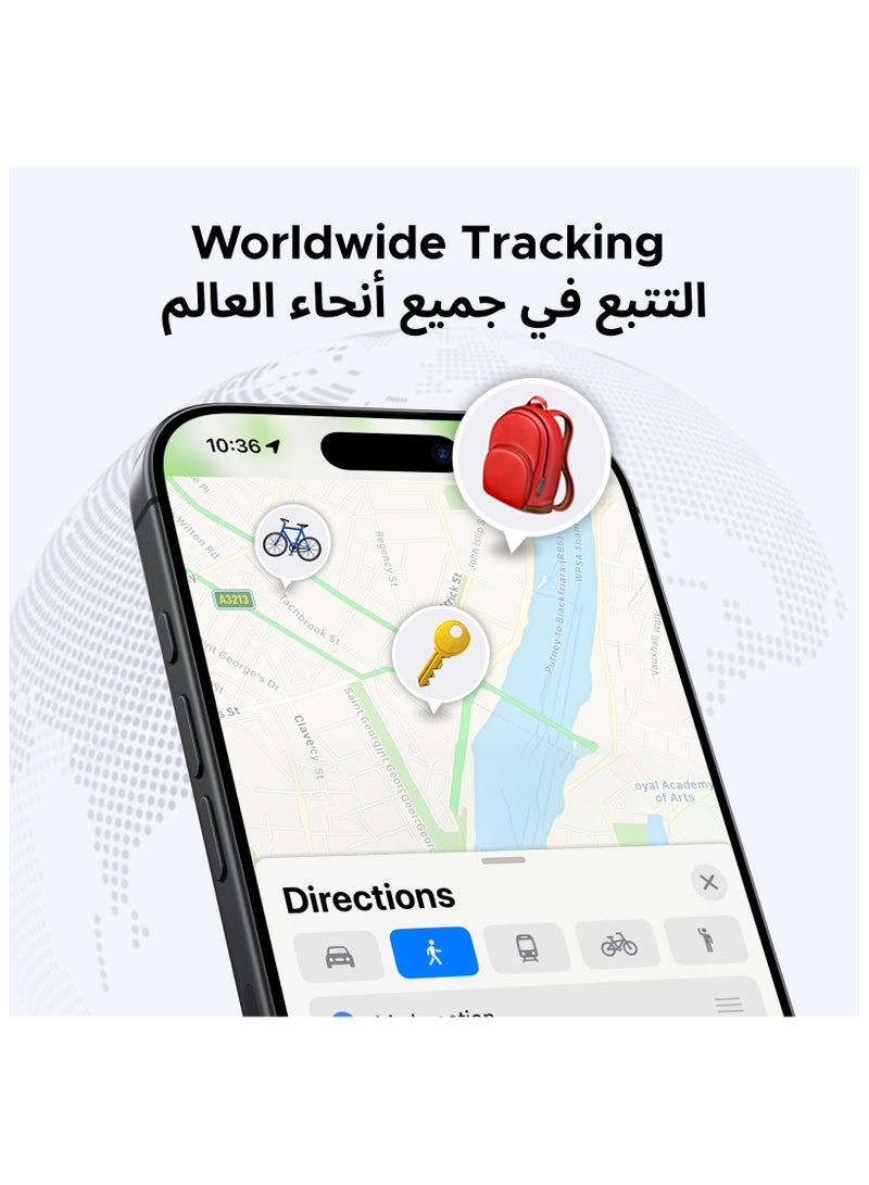 يو جرين iOS فقط جهاز تتبع بلوتوث Apple Find My عبوة من 4 قطع، جهاز تعقب GPS بطارية تدوم حتى عامين صوت تنبيه جهاز تحديد الموقع الموقع العالمي عبوات متعددة محمولة للهواتف والمفاتيح والحقائب والحيوانات الأليفة - Image 3