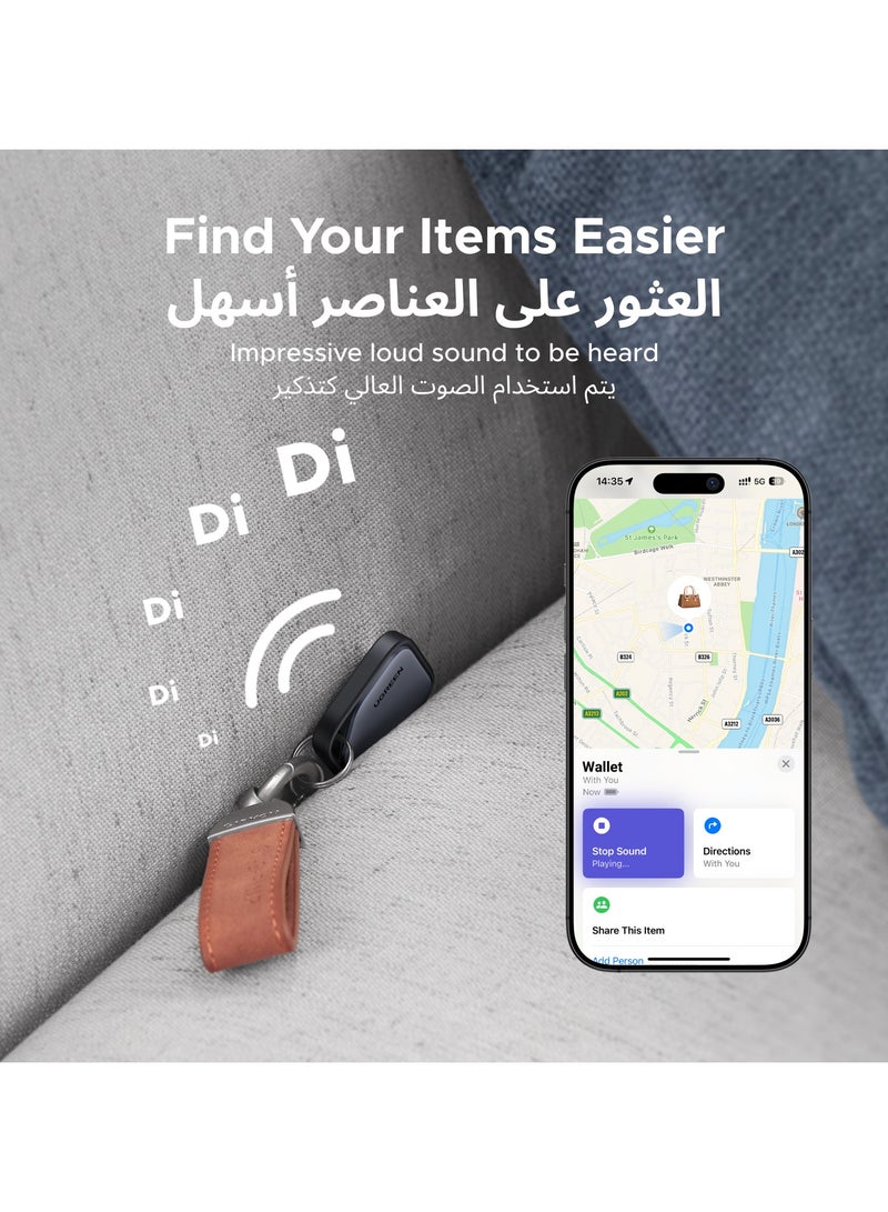 يو جرين iOS فقط جهاز تتبع بلوتوث Apple Find My عبوة من 4 قطع، جهاز تعقب GPS بطارية تدوم حتى عامين صوت تنبيه جهاز تحديد الموقع الموقع العالمي عبوات متعددة محمولة للهواتف والمفاتيح والحقائب والحيوانات الأليفة - Image 4