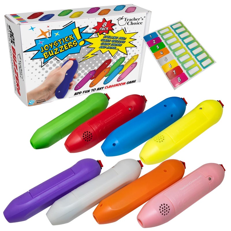 Teacher's Choice Handheld Game Buzzers - Loud Buzzes Unique to Each Joystick- Great for Jeopardy Rounds and Many Trivia and Buzzer Games - 8 Pack - Image 1