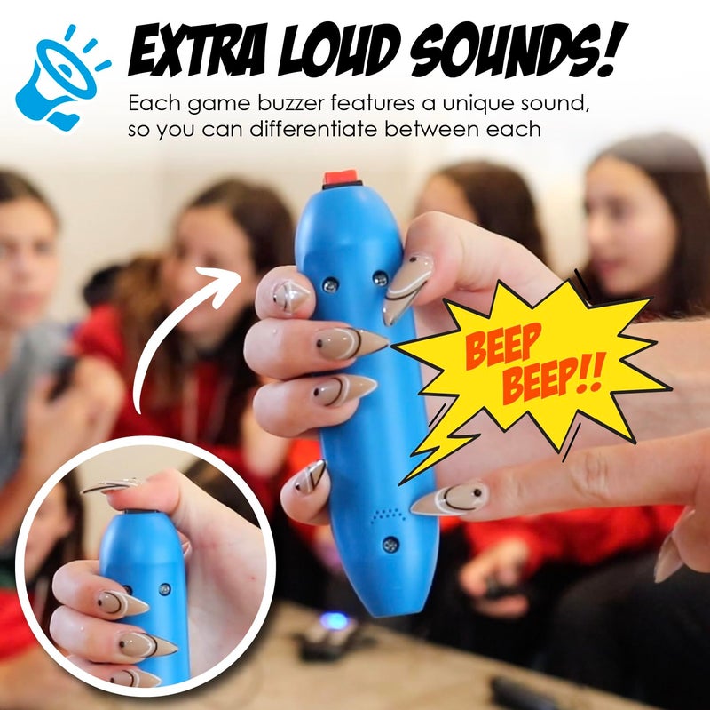 Teacher's Choice Handheld Game Buzzers - Loud Buzzes Unique to Each Joystick- Great for Jeopardy Rounds and Many Trivia and Buzzer Games - 8 Pack - Image 3