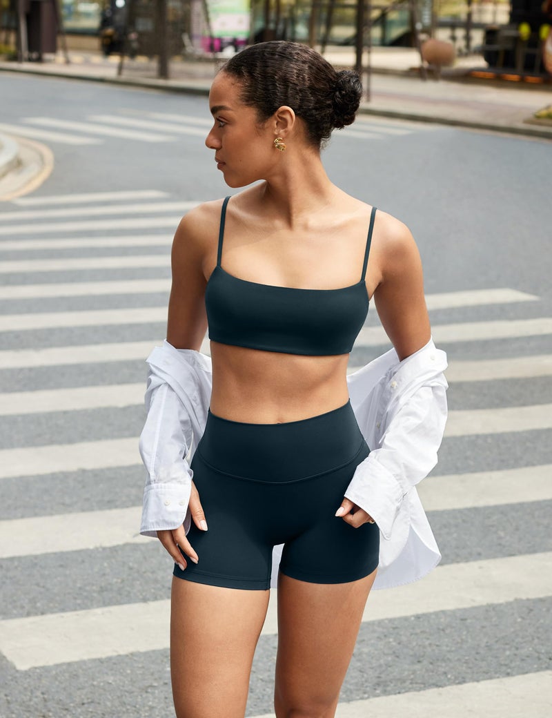 INGIA Womens High Waist No Front Seam Biker Shorts 4 Inches Running Volleyball Spandex Yoga Gym Workouts Cove Small - Image 3