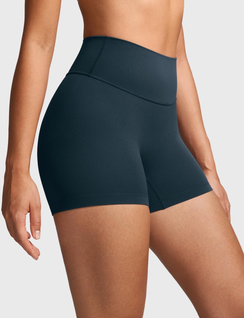 INGIA Womens High Waist No Front Seam Biker Shorts 4 Inches Running Volleyball Spandex Yoga Gym Workouts Cove Small - Image 4