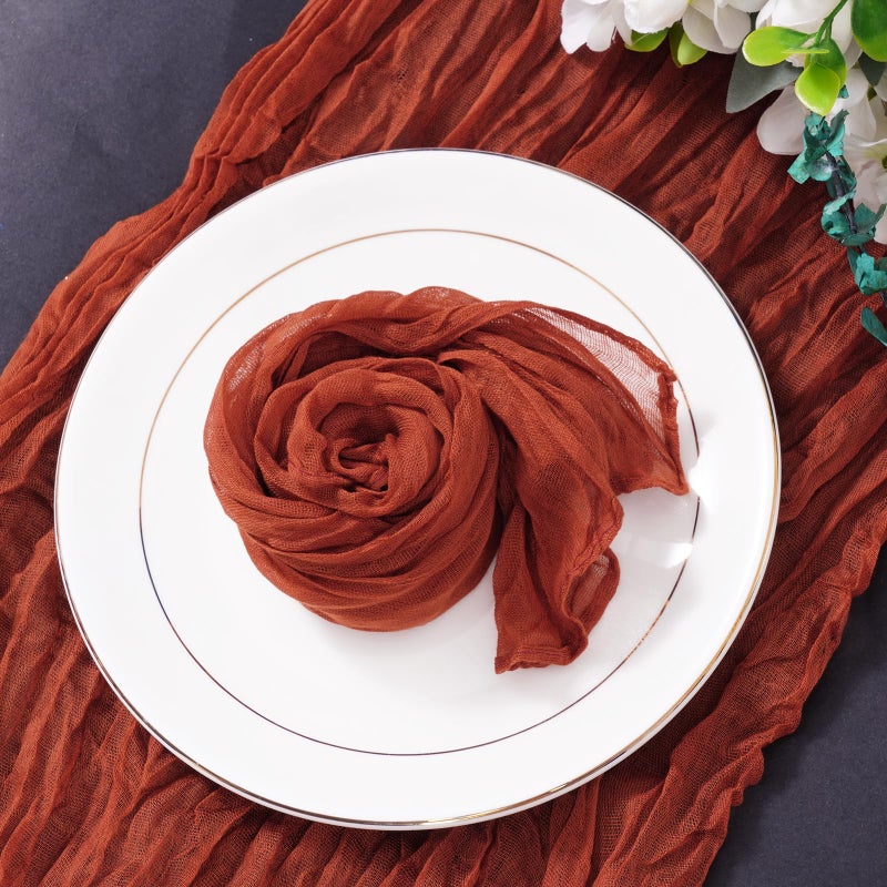 Nydotd 6pcs Cheesecloth Napkins 20 x 20 Inch Boho Dinner Napkins Wrinkled Rustic Linen Table Decorative Cloth Napkins for Wedding Party Baby Shower Family Everyday Use Easter Russet