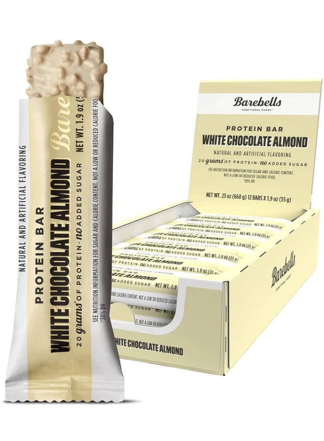 Barebells Protein Bar 1 Box (12 Bars) / White Chocolate Almond – 20g Protein Per Bar, High-Protein Snack, Soft & Delicious - Image 1