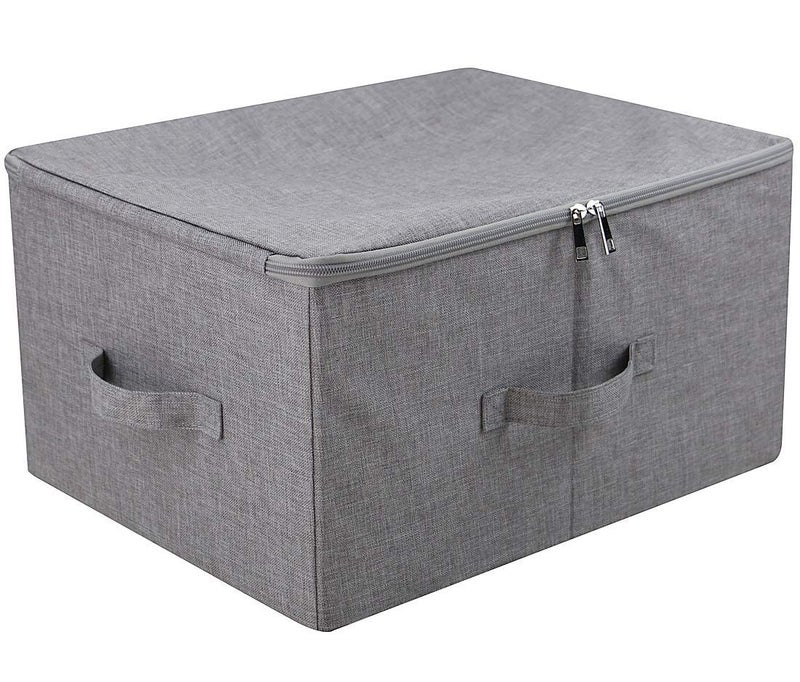 AAGNA Foldable Storage Box with Zip Lid and Handles NonWoven Clothes Stationary Kids Toys Jewelry Living Hamper Box and Socks Bra Tie Scarf and Undergarments Storage Handle Large Storage - Image 2