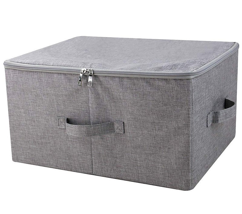 AAGNA Foldable Storage Box with Zip Lid and Handles NonWoven Clothes Stationary Kids Toys Jewelry Living Hamper Box and Socks Bra Tie Scarf and Undergarments Storage Handle Large Storage - Image 1