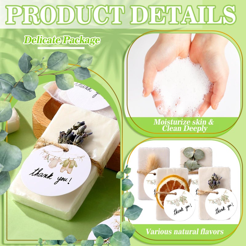 Leelosp 24 Sets Mini Eucalyptus Soap Favors Soap Thank You Gifts with Cards Organza Bags Handmade Neutral Gifts for Baby Shower Bridal Shower Birthday Wedding Party Favors Guest Prize Souvenirs - Image 3
