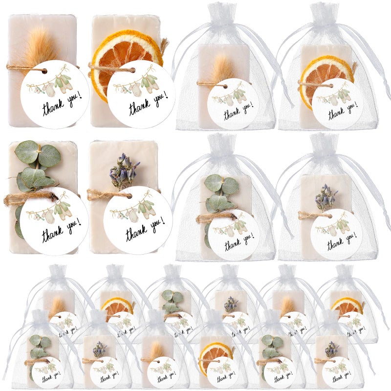 Leelosp 24 Sets Mini Eucalyptus Soap Favors Soap Thank You Gifts with Cards Organza Bags Handmade Neutral Gifts for Baby Shower Bridal Shower Birthday Wedding Party Favors Guest Prize Souvenirs - Image 1