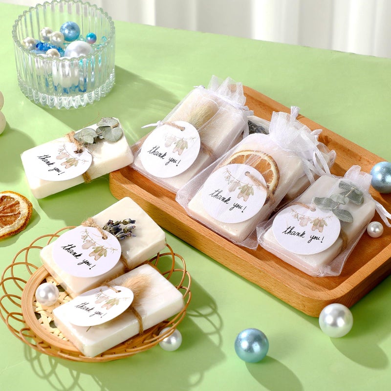 Leelosp 24 Sets Mini Eucalyptus Soap Favors Soap Thank You Gifts with Cards Organza Bags Handmade Neutral Gifts for Baby Shower Bridal Shower Birthday Wedding Party Favors Guest Prize Souvenirs - Image 4