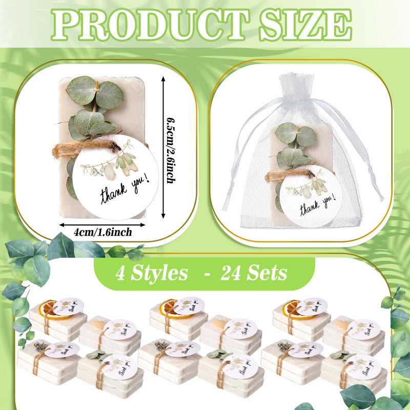 Leelosp 24 Sets Mini Eucalyptus Soap Favors Soap Thank You Gifts with Cards Organza Bags Handmade Neutral Gifts for Baby Shower Bridal Shower Birthday Wedding Party Favors Guest Prize Souvenirs - Image 2