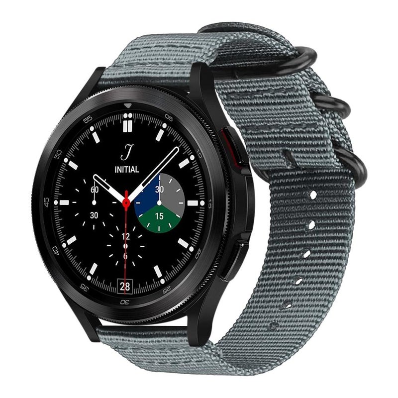 erorex For Samsung Galaxy Watch 7 / 6 / 5 / Fe Ring Buckle Nylon Canvas Watch Band(Grey) - Image 1