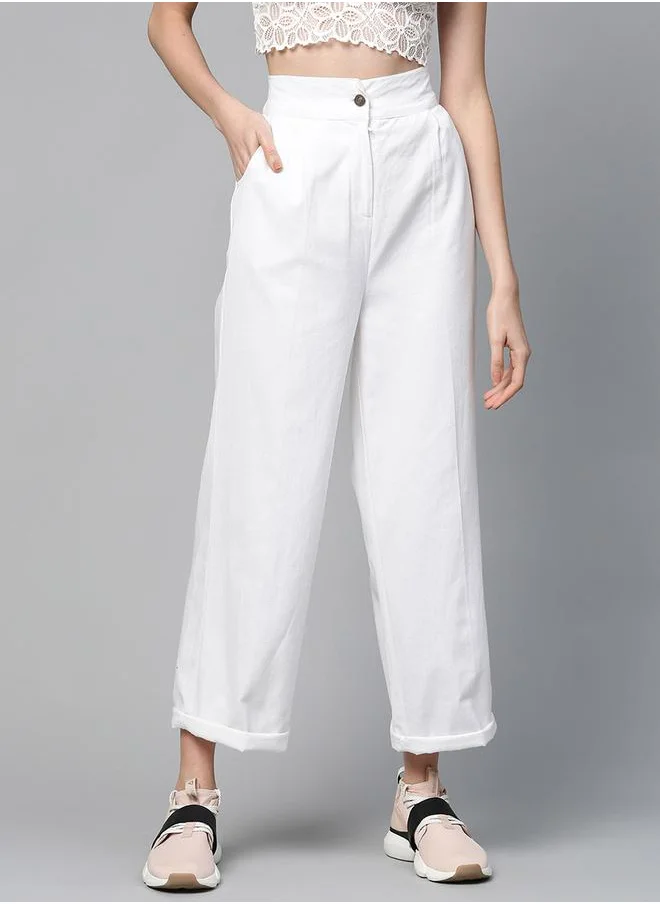 SASSAFRAS Solid Wide Leg Trousers