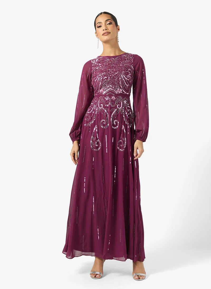 فروك اند فرل Frill Detailed Embellished Maxi Dress