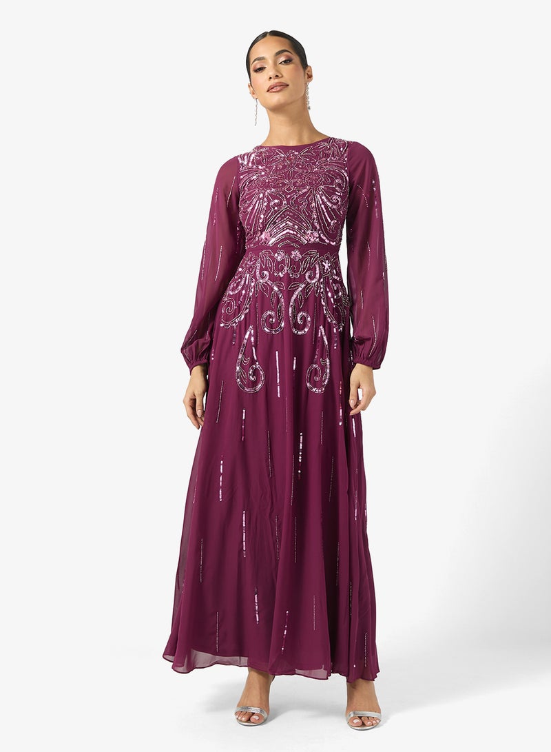 فروك اند فرل فستان ماكسي مزين بتفاصيل كشكش - Image 1