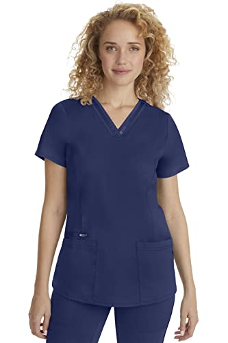 Healing Hands Scrub Top for Women with 3 Pockets and Easy Care, 2-Way Stretch Fabric Plus Size 2278, 3XL, Navy - Image 1
