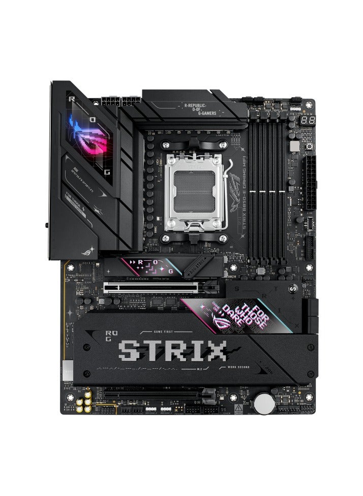 ROG Strix B850-E Gaming WiFi Motherboard, AMD Ryzen 9000 Series Support, PCIe 5.0, WiFi 7, Realtek 5Gb Ethernet, 5x M.2 Slots, DDR5 up to 256GB, USB4, 20Gbps USB, SupremeFX Audio, AI Overclocking, Dual Display (DisplayPort & HDMI), AI Networking II, Advanced Cooling Solutions, ATX Form Factor | 90MB1J60-M0EAY0 Black