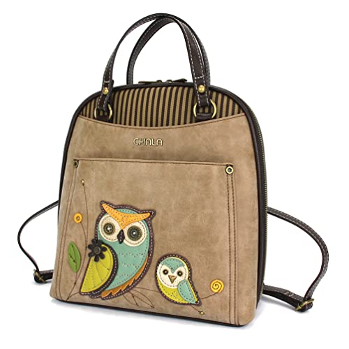 CHALA Convertible Backpack Purse - Women Convertible Shoulder Purse with Adjustable Strap - Owl A- Taupe - Image 1