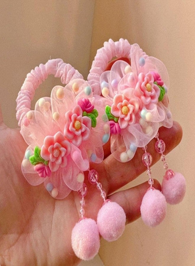 FZBNSRKO 12 pcs Lovely Hair Ties For Girls,Pink Baby Hair Tie Elastic Hair Rubber Bands Small Hair Tie Elastic Ponytail Holders for Baby Girls Infants Toddlers(6 Styles,6 Pairs) - Image 2