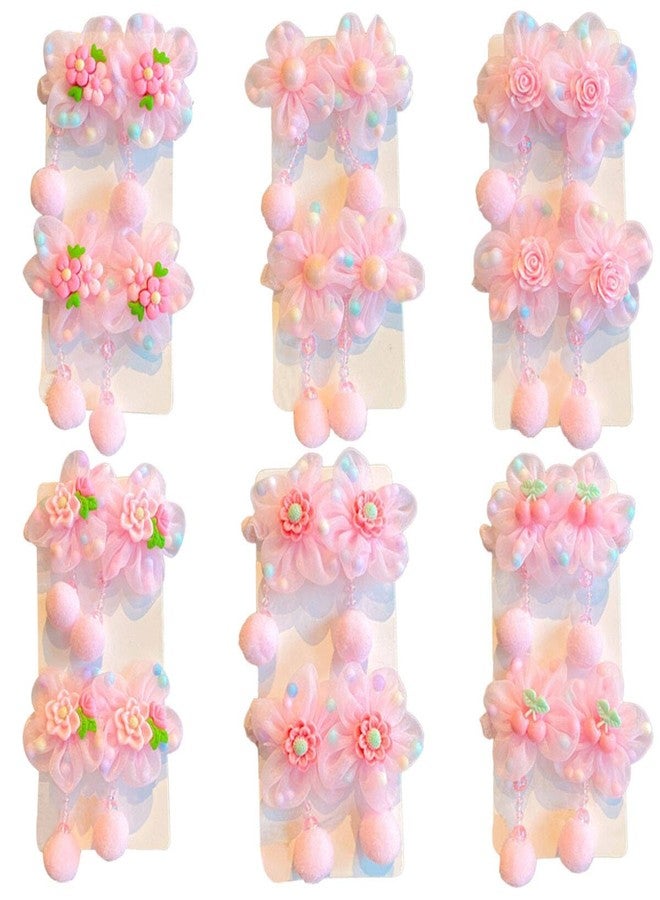 FZBNSRKO 12 pcs Lovely Hair Ties For Girls,Pink Baby Hair Tie Elastic Hair Rubber Bands Small Hair Tie Elastic Ponytail Holders for Baby Girls Infants Toddlers(6 Styles,6 Pairs) - Image 1