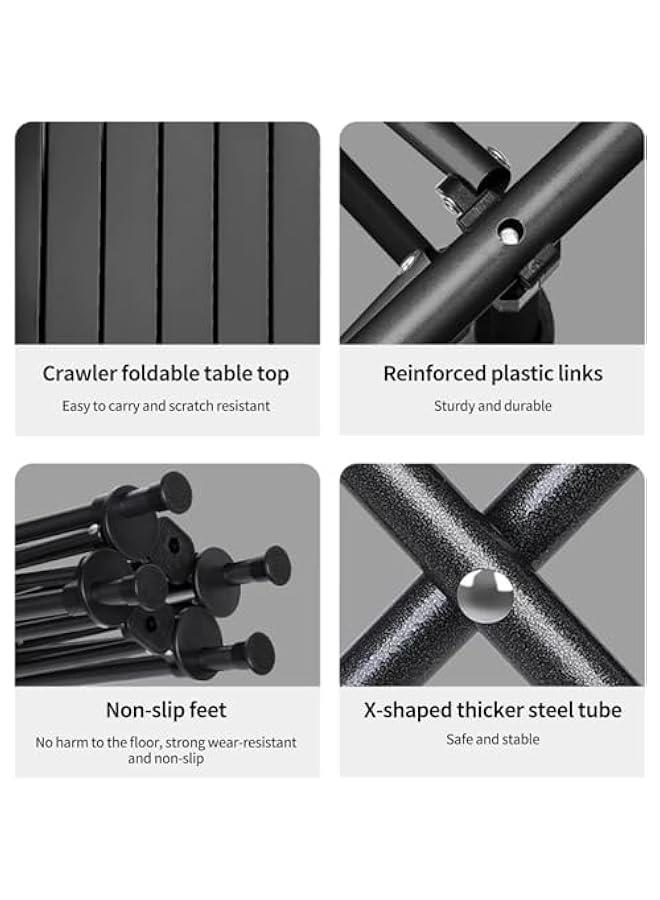 HOOKOR Camping Table, Carbon Steel Folding Beach Table with Carry Bag Outdoor Folding Portable Camping Table for Beach, Picnics,Cooking,37.4*22.4*19.6,Beige - Image 5