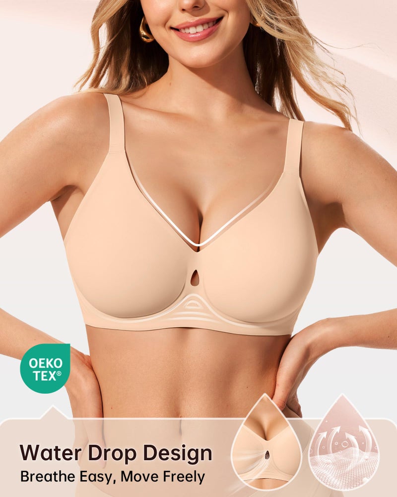 LetsJoli Bras for Women No Underwire Wireless Jelly Bra Support and All Day Comfort Seamless Racerback Sleep Workout Adjustable Bras (Skin XL) - Image 2