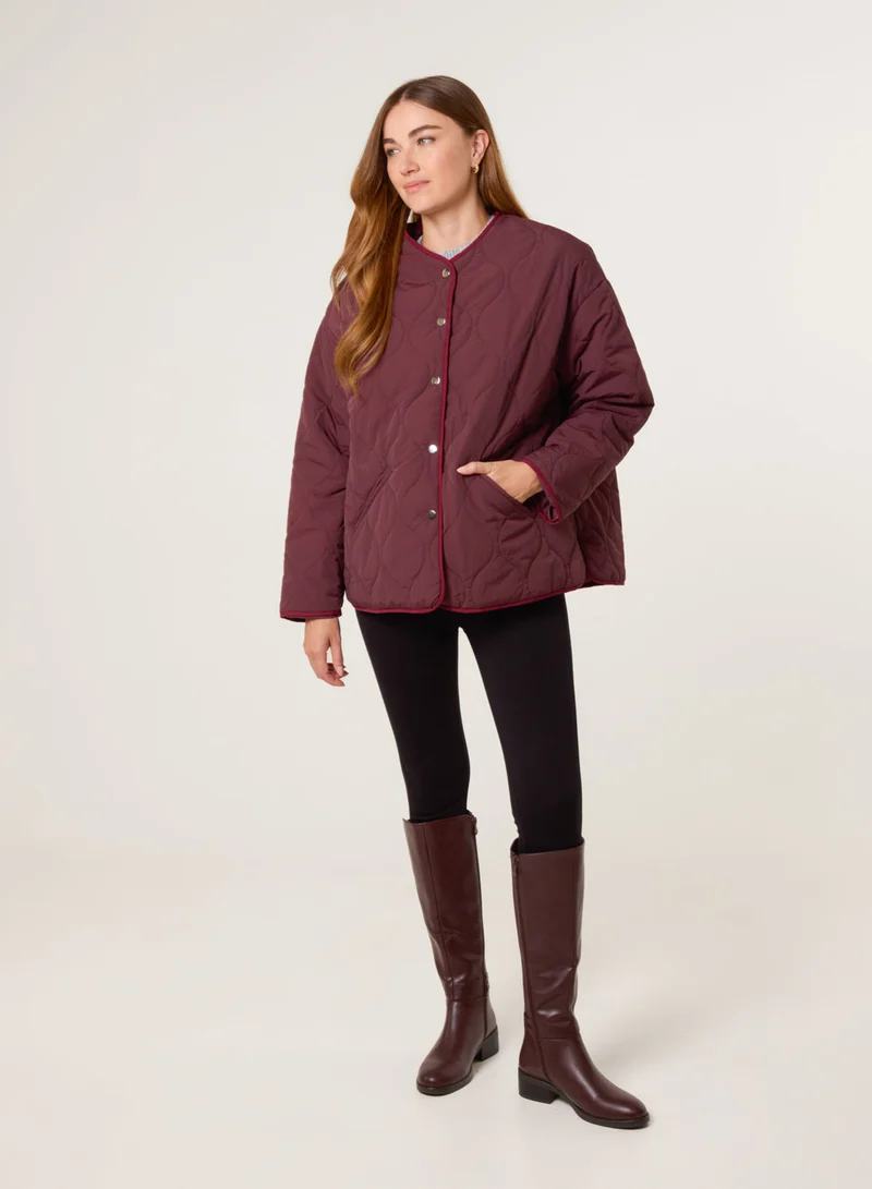 بلو فانيلا Button Front Quilted Jacket