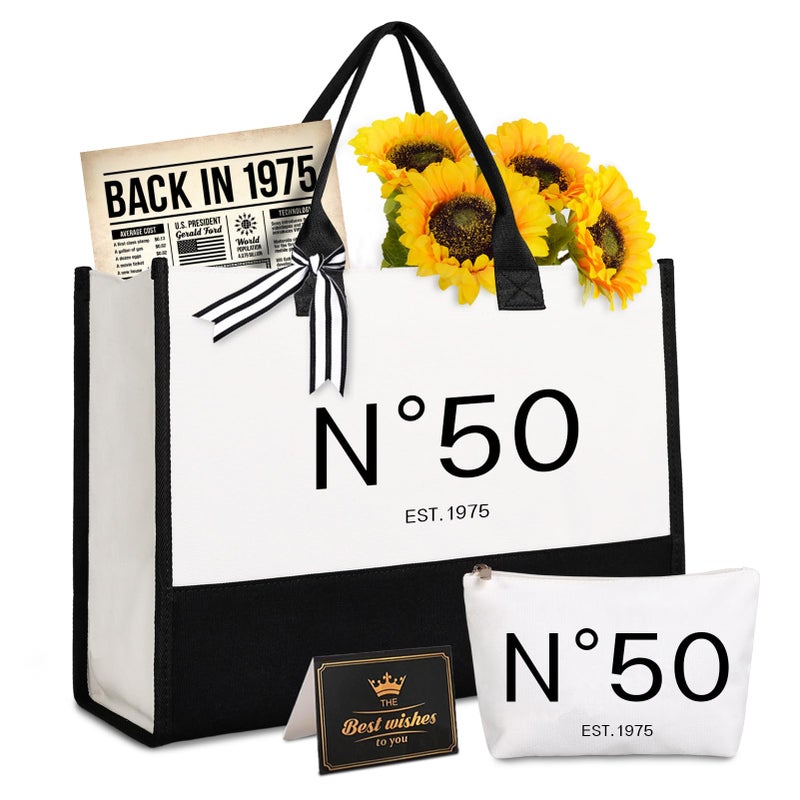 Lamyba 50th Birthday Gifts for Her 50s Birthday Decorations for WomenWifeMomFriendsSister Back in 1975 Poster No 50 Tote Bag