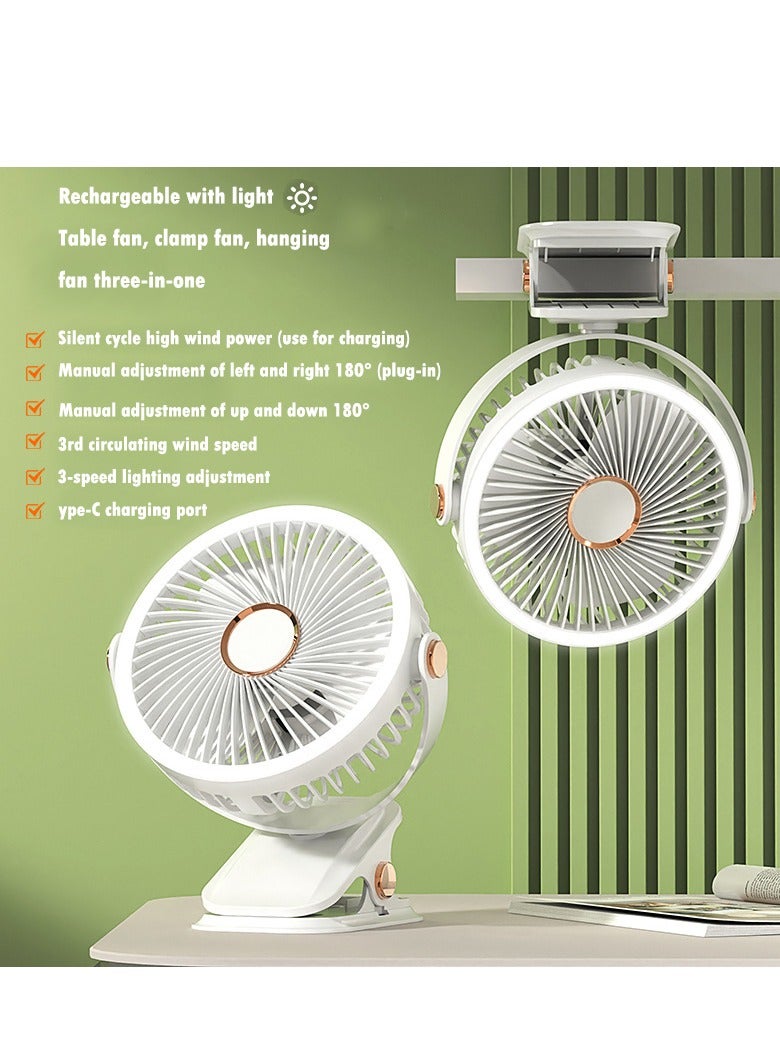 3 IN 1 Table Fan Portable Clip Fan,Personal Air Circulator,Super Quiet Motor Desk Fan with 1200mAh Battery/5 Speed Settings/720° Static Rotating Feature/Night Light and Precision Plastic,Wall Mounted Fan,Type C Rechargeable Mini Desktop Fan For Camping Car Home Bedroom Office Strollers  - Image 3