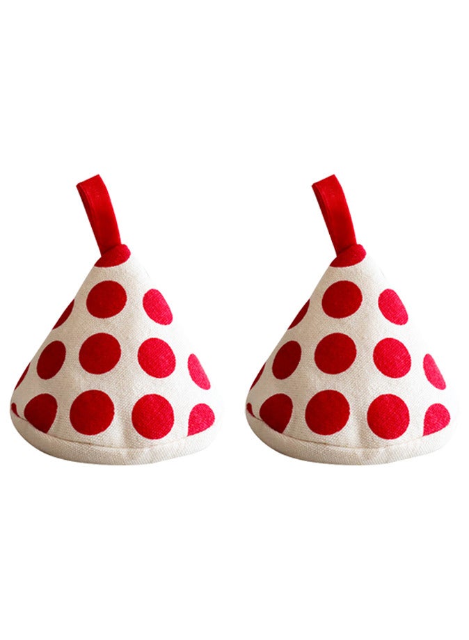 Conical Oven Mitts Set of 2 Heat Resistant Oven Gloves Cotton Linen Mini Pot Holders  - Image 1